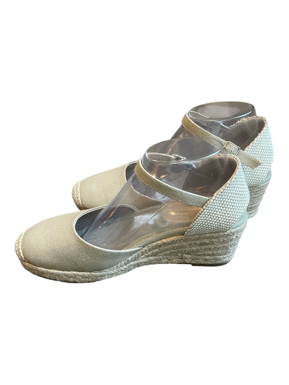 Cushionare Beige Wedge Espadrille with Ankle Strap Women’s Size 8.5